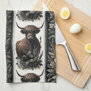Paño De Cocina Boho Highland Cow