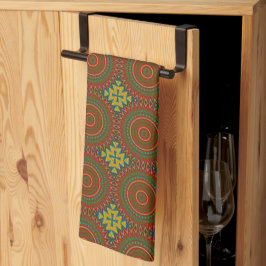 Paño De Cocina Boho Hippie Rojo Amarillo Azul Vintage Tíbal Étnic