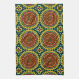 Paño De Cocina Boho Hippie Rojo Amarillo Azul Vintage Tíbal Étnic