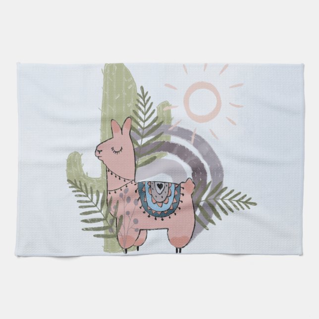 Paño De Cocina Boho Llama (Horizontal)