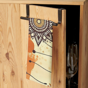 Paño De Cocina Boho Mandala Autumn Floral cálida y rústica