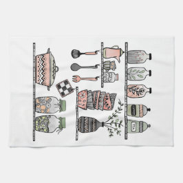 Paño De Cocina Boho Moda Farmhouse Decoración Coral Verde Rosa