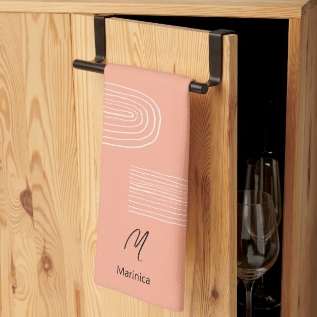 Paño De Cocina Boho Moderno Chic Arcoíris Monograma (Pliegue de tercios)