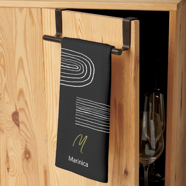 Paño De Cocina Boho Moderno Chic Arcoíris Monograma (Pliegue de tercios)
