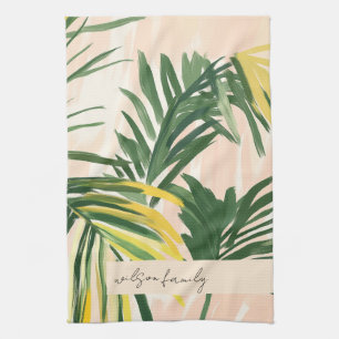 Paño De Cocina Boho Rubor Green Tropical Palm Leaves Beach