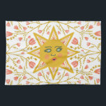 Paño De Cocina Boho Suns y Flores Vines Amarillo Rosa<br><div class="desc">Decoren su cocina con esta toalla de arte de sol. ¡Hace unas fabulosas vacaciones,  un hogar cálido,  un cumpleaños o un regalo de boda! Puede personalizar y agregar texto también. Revisa mi tienda por muchos más colores y patrones!</div>