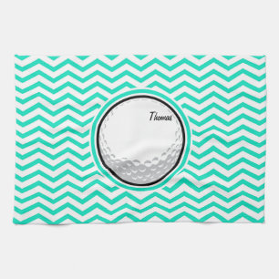 Paño De Cocina Bola de golf; Aqua Green Chevron