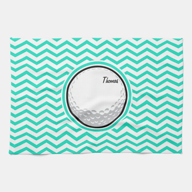 Paño De Cocina Bola de golf; Aqua Green Chevron (Horizontal)