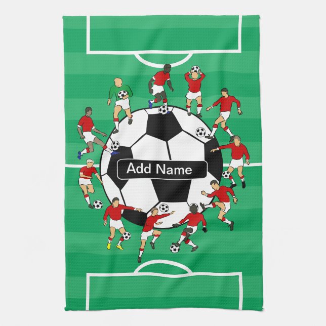 Paño De Cocina Bola y jugadores personalizados de fútbol (Vertical)