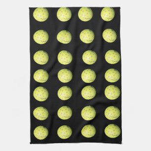 Paño De Cocina Bolas De Golf Amarillas En Negro,