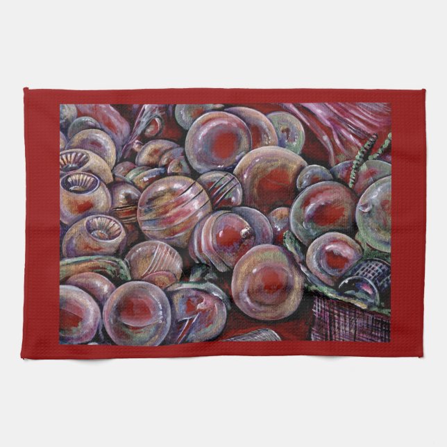 Paño De Cocina Bolas de Navidades rojos (Horizontal)
