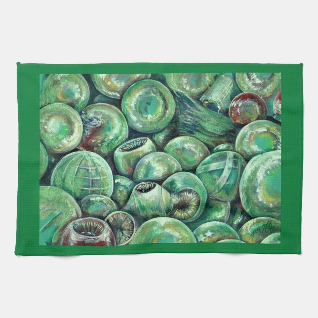 Paño De Cocina Bolas de Navidades verdes (Horizontal)