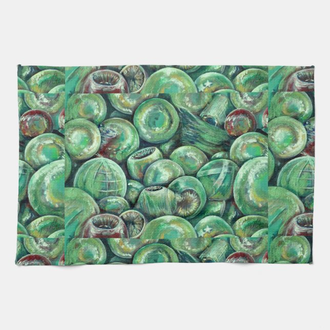 Paño De Cocina Bolas de Navidades verdes (Horizontal)
