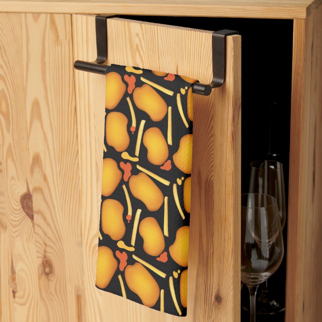 Paño De Cocina Bolas De Pollo Fritas Y Fries De Patata (Pliegue de tercios)