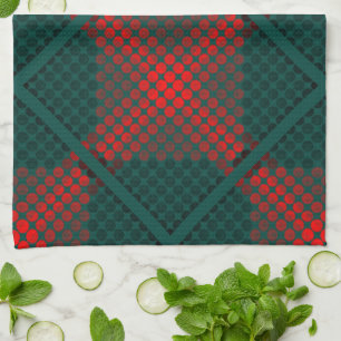 Paño De Cocina Bolas o agujeros negros y rojos sobre fondo verde