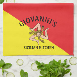 Paño De Cocina Bold Sicily Sicilian Flag  Red and Yellow