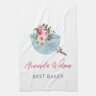 Paño De Cocina Bolera Floral personalizada y Whisker Bakers