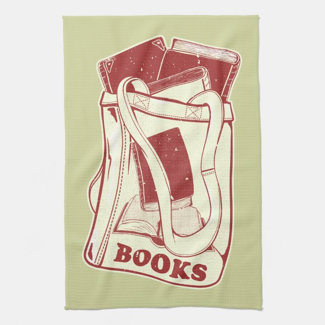 Paño De Cocina Bolsa de libros que me encanta leer (Vertical)