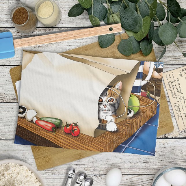 Paño De Cocina Bolsa de papel de la compra Gato Ktichen Blue (Subido por el creador)