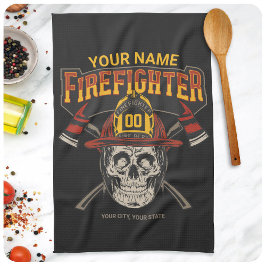 Paño De Cocina Bombero de casco falso artificial personalizado