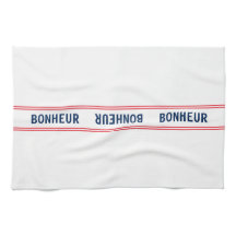 Bonheur azul francés y cocina a rayas rojas