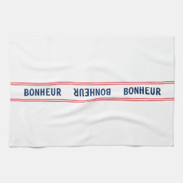 Paño De Cocina Bonheur azul francés y cocina a rayas rojas