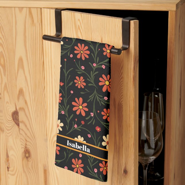 Paño De Cocina Bonita colección de flores de época moderna (Pliegue de tercios)