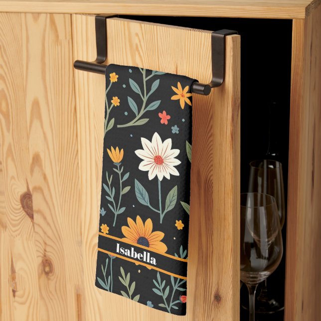 Paño De Cocina Bonita colección floral de moda (Pliegue de tercios)