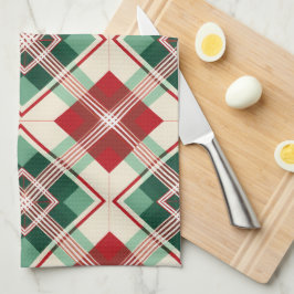 PAÑO DE COCINA BONITA NAVIDAD FESTIVA ROJO VERDE BLANCO A CUADROS