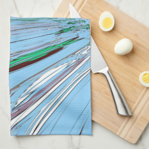 Paño De Cocina Bonito Aqua Blue Amazon Floral Motif Art