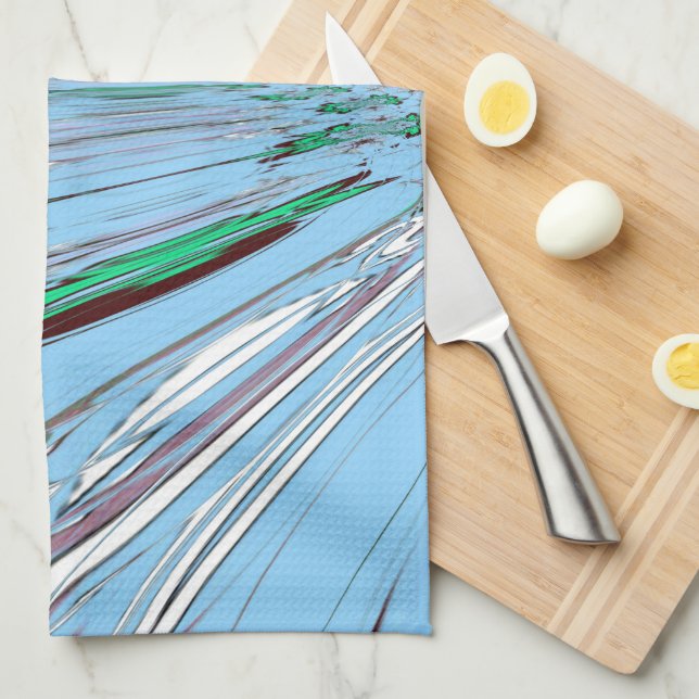 Paño De Cocina Bonito Aqua Blue Amazon Floral Motif Art (Doblado Cuarto)