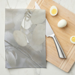 Paño De Cocina Bonito blanco Lunaria Plata Dólar Elegante Gris