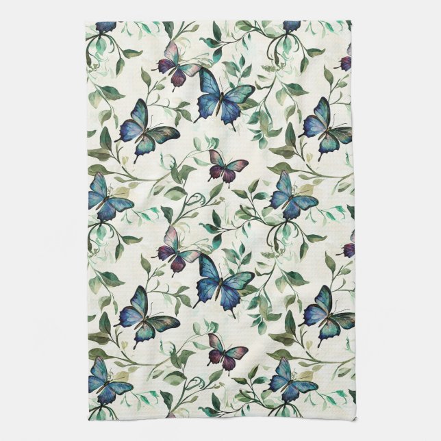 Paño De Cocina Bonito Blue Butterflies Brillante (Vertical)
