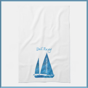 Paño De Cocina Bonito Blue Sailboat Nautical