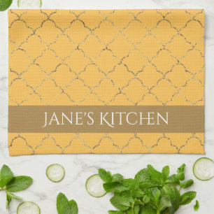 Paño De Cocina Bonito Daffodil Gold Quatrefoil Personalizado