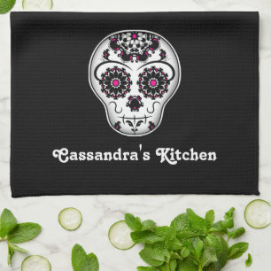 Paño De Cocina Bonito del cráneo del azúcar muerto