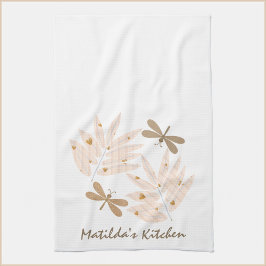 Paño De Cocina Bonito Dragonfly y hojas