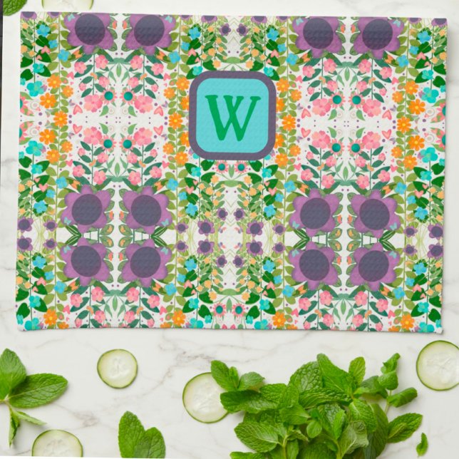 Paño De Cocina Bonito floral de moda Monograma estilo inicial (Subido por el creador)