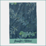 Paño De Cocina Bonito Hojas azules y verdes Verde azuladas<br><div class="desc">Diseño de hojas verdes y azules verde azuladas y magníficas y bonitos.</div>