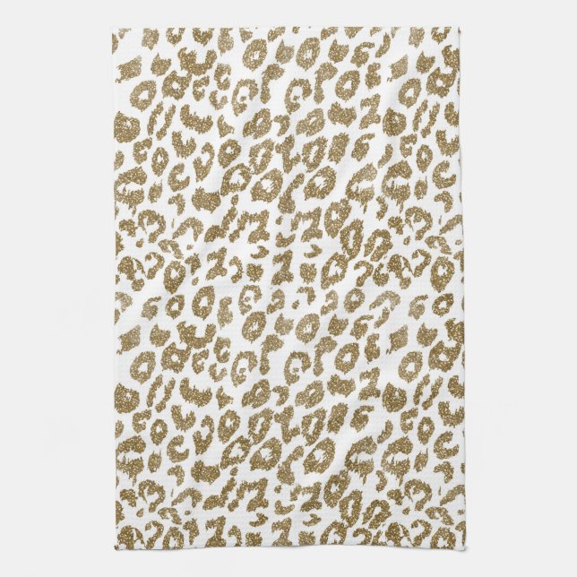 Paño De Cocina Bonito Leopard Print Gold Purpurina (Vertical)