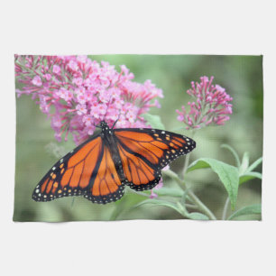 Paño De Cocina Bonito Monarca Mariposa Rosa Floral