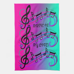 Paño De Cocina Bonito Music Life Love Happy Pink Notes Dream