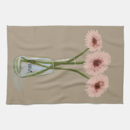 Paño De Cocina Bonito Pastel Gerbera Flor +Nombre personalizado