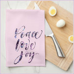 Paño De Cocina Bonito Paz Moderna Amo Alegría<br><div class="desc">Bonito y diseño de escritura abstracto y moderno PEACE LOVE AND JOY.</div>