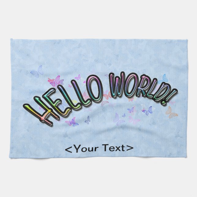 Paño De Cocina Bonito Rainbow Hello World (Horizontal)