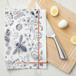 Paño De Cocina Bonito rústica de la casa de campo floral de abeja