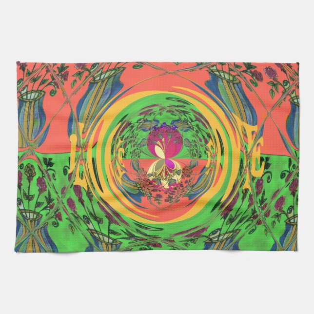 Paño De Cocina Bonito y encantador diseño de impresión de arte fl (Horizontal)
