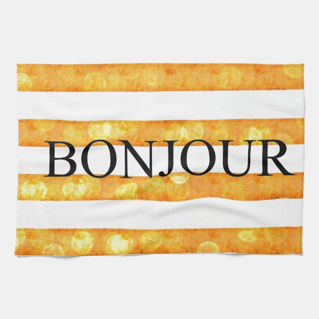 Paño De Cocina Bonjour Naranja Stripe Bokeh (Horizontal)