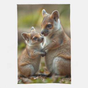 Paño De Cocina "Bono alegre: Mamá australiana y bebé Quokka"