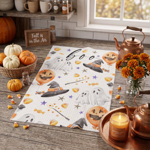 Paño De Cocina Boo Cute Acuarela Calabaza Fantasma Patrón de Hall